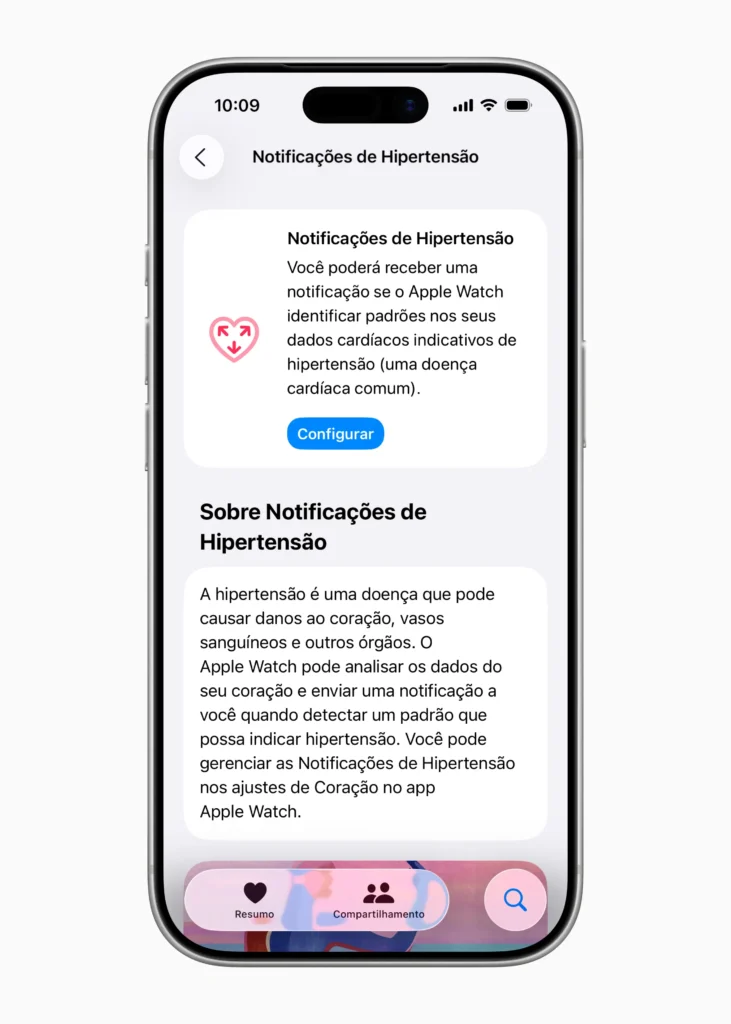 Notificações de hipertensão está disponível no Apple Watch