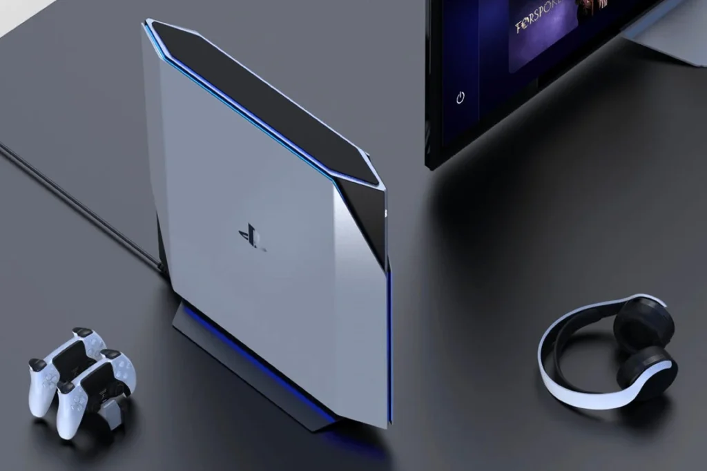 Visão conceitual do design do novo PlayStation 6 100% Digital